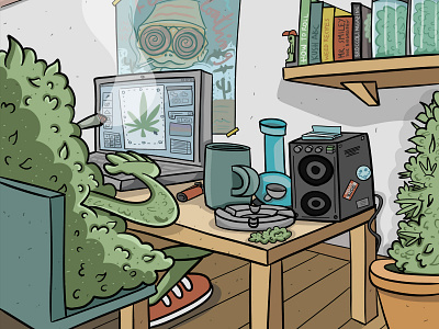 Life of a pothead - Home Office concept art design studio home office illustration illustrator sketch vector