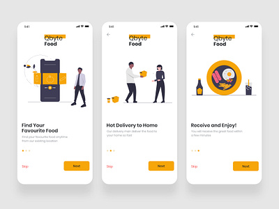 Onboarding UI of a Food Application (Qbyte Food) delivery app food app home delivery nabilemonn onboarding onboarding screen onboarding screens qbytefood