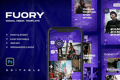 FUORY - Instagram Stories & Post branding creative design digital art instagram instagram banner instagram post instagram stories instagram story template instagram template instagram templates post posts promote promoting social media social media pack social media template stories story