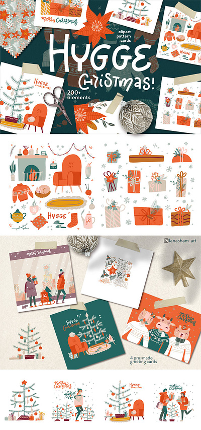 Big Hygge Christmas Bundle art background big hygge characters christmas christmas bundle christmas card christmas flyer christmas party christmas tree design elements graphic element graphic elements hygge illustration illustrations symbol vector vector illustration