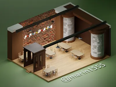 Restaurant/Fastfood 3d 3d animation 3d art 3d artist 3dmodel blender blender3d blender3dart composition inspiration inspo modeling new restaurant work