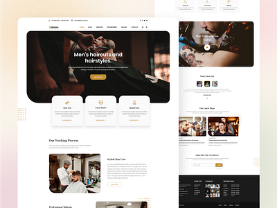Saloon - Barbershop Landing Page barber barbershop beauty beauty saloon boutique clean design girl character girl illustration hair hair salon haircut landingpage make up minimal minimalistic salon saloon uidesign web template website design