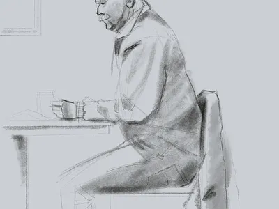 Coffee Shop Sketch of a Deceived Man Reading the Fake News art digital illustration pencil pencil sketch procreate