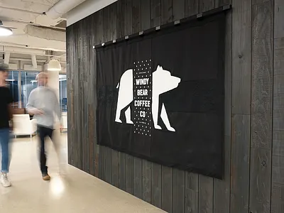 Windy Bear Coffee Co. Flag bear branding chicago coffee felt flag idenity illinois pennant qualtrics stitched type typography
