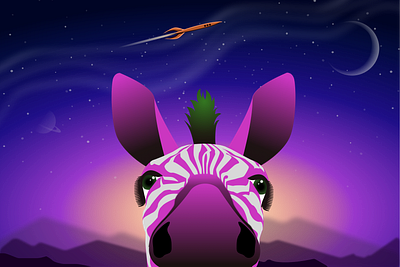 Dreamers adobe xd animal animals art design gradient graphic design graphicdesign graphics illustration illustration art illustrator purple rocketship sketch space spacex ui vector zebra