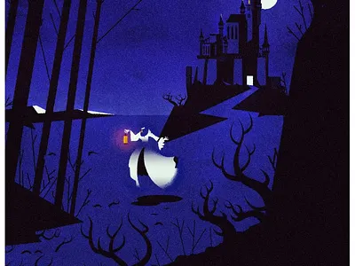 Female Dullahan architecture castle creepy flat halloween illustration illustrator minimalist spooky texture vector