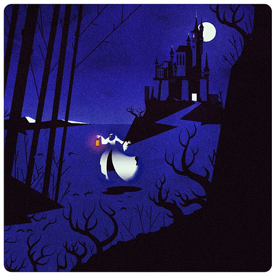 Female Dullahan architecture castle creepy flat halloween illustration illustrator minimalist spooky texture vector