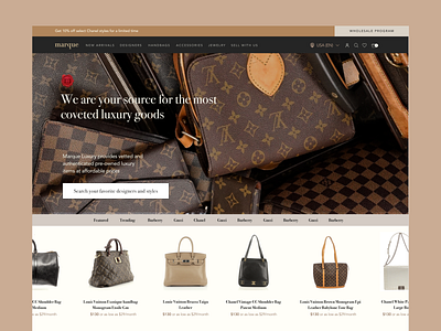 Marque Luxury Redesign bags chanel e commerce ecommerce gucci handbags louis vuitton luxury marketplace nextjs prada reactjs redesign shop shopify shopping web design wholesale