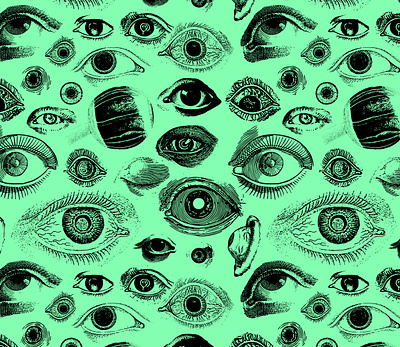 Eye See You - Weekly Warm Up branding collage creepy drawing etching eye eyeball halloween identity identity design illustration optometrist optometry pattern pattern design spooky surface pattern vintage