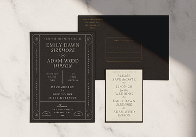 Classic wedding suite black and white card classic deco envelope foil gold invitation letterpress modern print retro save the date stationery vintage wedding