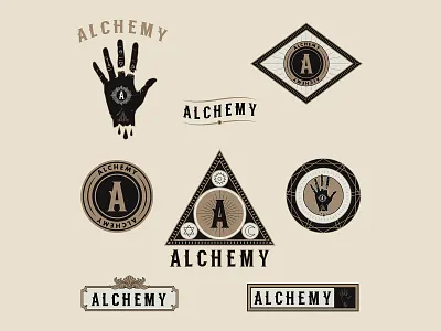 Alchemy branding badgedesign design illustration logodesign monoline sacred geometry typography vector vectorart vintage badge