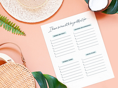 Gratitude Activity bachelorette feminine girls gratitude memory mockup party printable trip