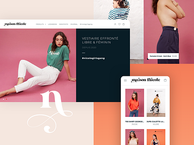 E-commerce web design - Maison Nicole accessory blue brand cloth clothes clothes shop clothing brand e comerce e commerce design e commerce shop french lifestyle lookbook lookbook design lookbook template made in france orange purple shopify webdesign