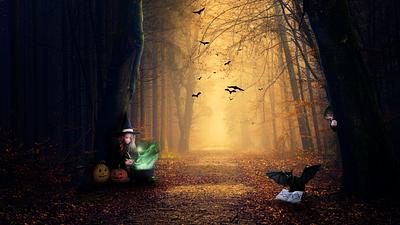 Halloween shot in matte painting technique collage design halloween halloween design mattepainting photoshop