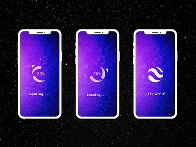 Daily UI 076 app clean daily ui daily ui 076 daily ui 76 dailyuichallenge figma iphone loading loading page minimal nasa purple space spacex starry night stars ui ux