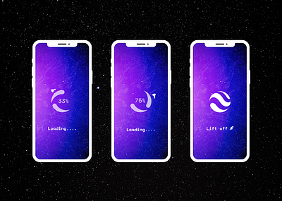Daily UI 076 app clean daily ui daily ui 076 daily ui 76 dailyuichallenge figma iphone loading loading page minimal nasa purple space spacex starry night stars ui ux