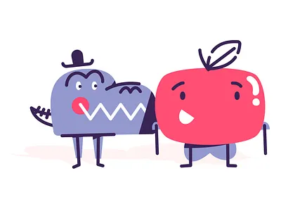 Pals aligator apple boston buddies character character design childrens crocodile cute dragon flat friends illustration illustrator kids monoweight monster simple vector