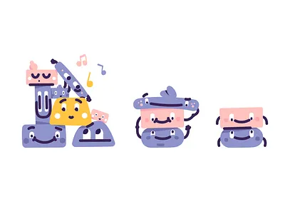 Stacks buddies character characters cute emoji friendly friends friendship illustration illustrator kids music party simple stack vector