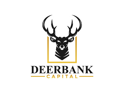 Deerbank capital animal logo black logo concept design illustration literal mature logo modern logo playful shield logo white background