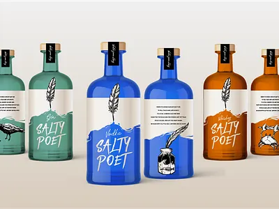 Salty Poet alcohol branding identity packagedesign packaging vodka whiskey