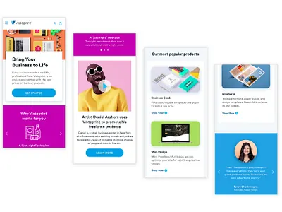 Vistaprint Homepage redeisgn colorful homepage ui ux web design