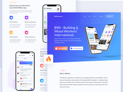 BWEye Landing Page app landing page app landing template clean clients gradient color illustrations landingpage marketing site monitoring network ui ui illustration ux webdesign