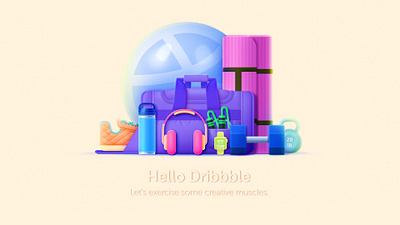 Hello Dribbble debut exercise gym hello dribbble illustration workout