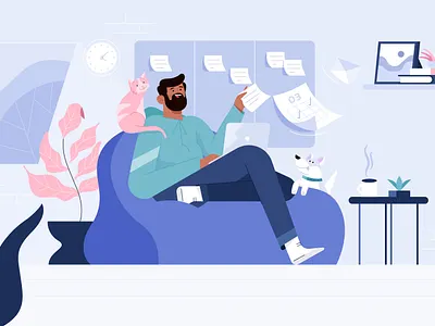 Remote Work, Geekbot. branding character characterdesign characters design dog dribbble illustration