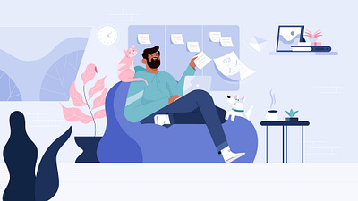 Remote Work, Geekbot. branding character characterdesign characters design dog dribbble illustration