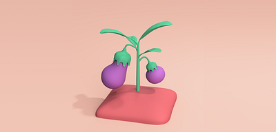 eggplant 3d art 3d illustration 3d modeling eggplant fusion360 game art plant illustration