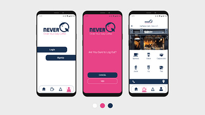 NEVER-Q adobe xd app design coffeeshop delivery app flat design mobile app uiux uiux design user experience user interface