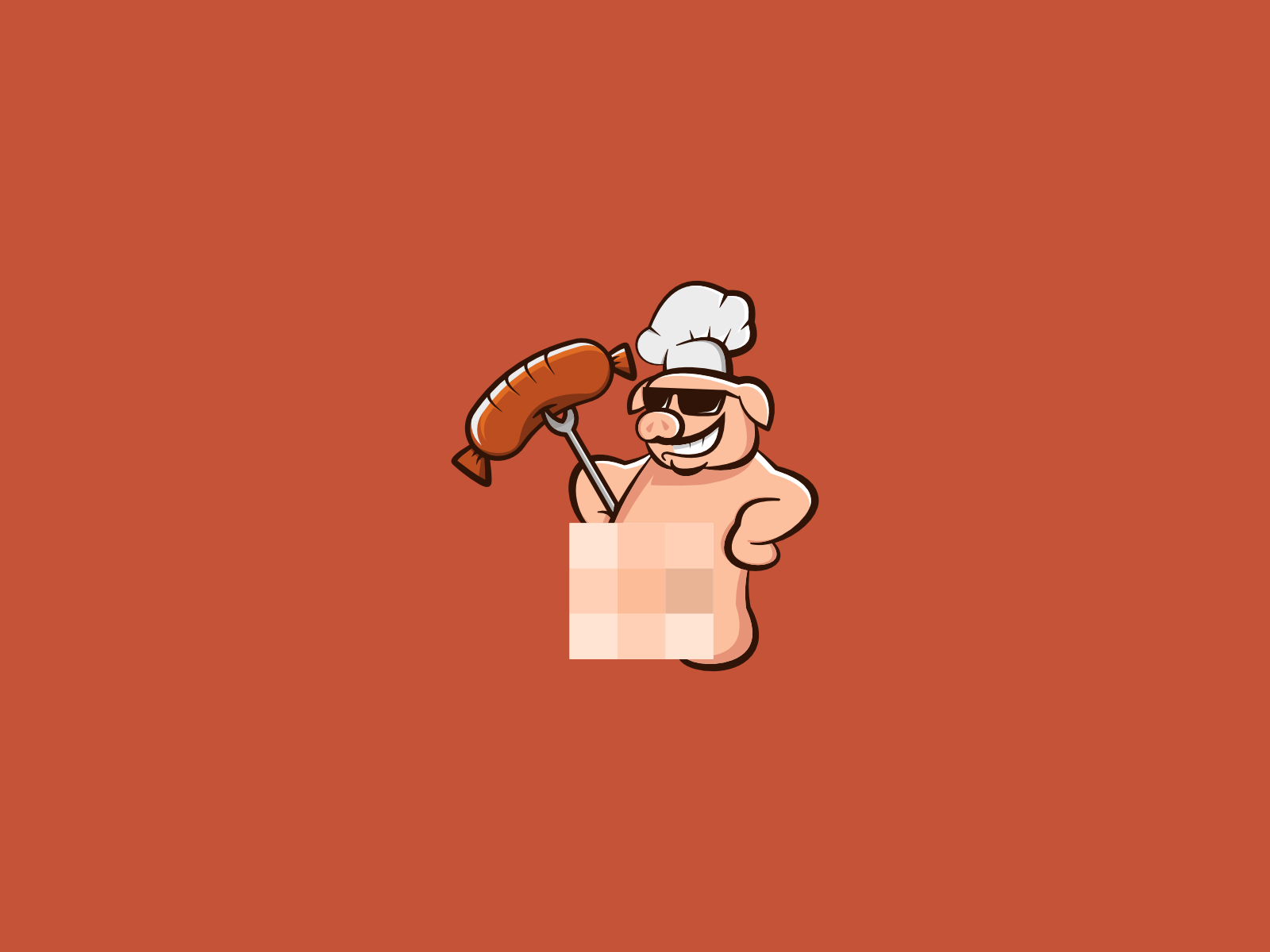 Huge Sausage BBQ adult bbq chef huge naked pig pixel sausage steak