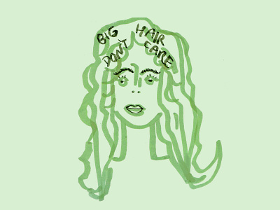 big hair hand drawn illustration
