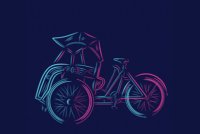 Traditional Transportation (Becak) abstract art background bicycle bike bike ride cartoon color design graphic illustration line art lineart logo modern neon symbol transportation vector vintage