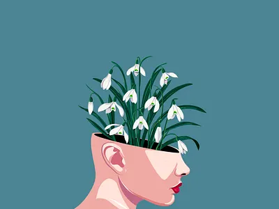 Galanthus flat floral design graphic illustration minimal snowdrops vector vector illustration