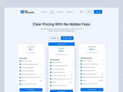 Pricing Page - AI Presentation Website ai ai landing page ai presentation website buy landing page minimalist money price pricing pricing page pricing plan pricing table saas shasanko creations startup subscription uiux web design web pricing website