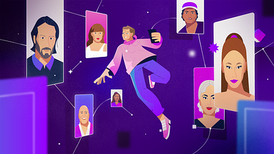 Find your own celebrity 2d illustration ariana grande branding celebrity character character design database design dwayne the rock johnson editorial illustration flat illustration keanu reeves lady gaga rihanna rock screen surrealdb taylor swift ui