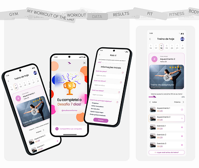 Fitness Workout / App Mulher em Forma app branding fit fitness gym mobile training ui uidesign ux uxdesign woman workout