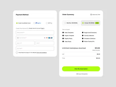 Payment Method - Checkout add card app checkout clean components ecommerce fintech modal payment payment method subscription ui webdesign