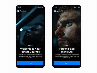 Onboarding carousel — Appetite UI app carousel design fitness mobile onboarding ui ux welcome