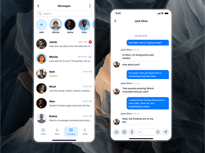 Messaging app — Appetite UI app chat message messaging messenger mobile post reels ui ux