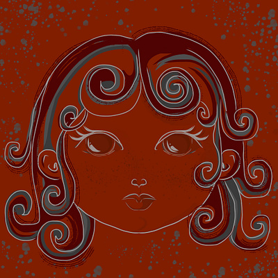 Little girl in red tones graphic design illustration