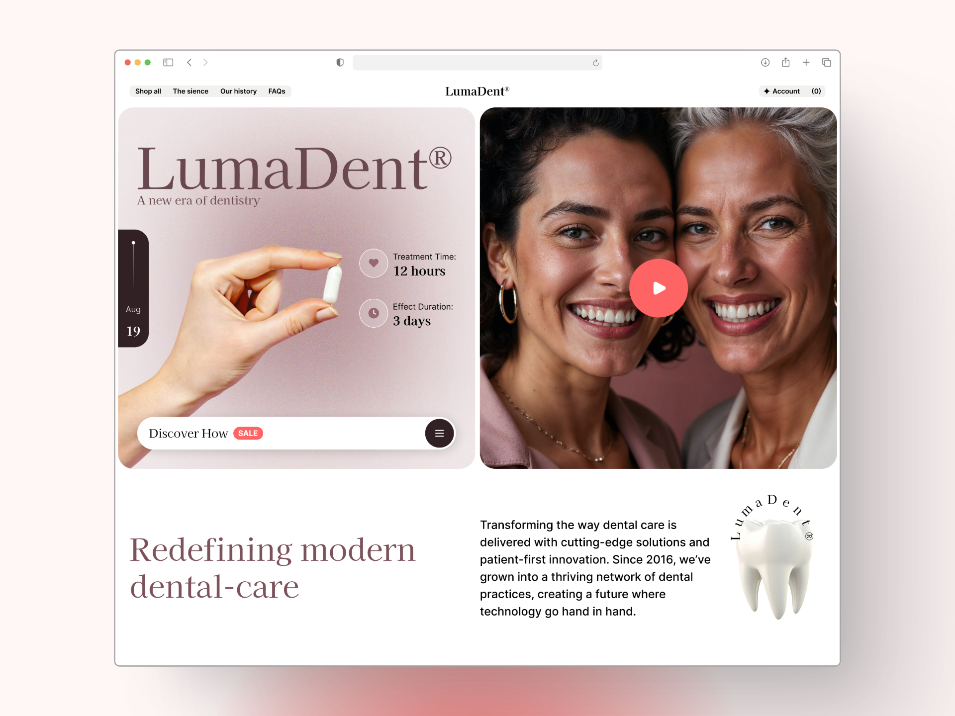 LumaDent – Designing a seamless dental care journey. branding clinic dent landing tooth ui ux