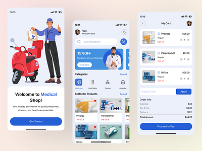 Pharmacy App - Delivery Service App Solution app check up clean concept design doctor health health app healthcare medical medicine mobile mobile app mobile ui orders pharmacy app pharmacy services prescriptions ui uiux