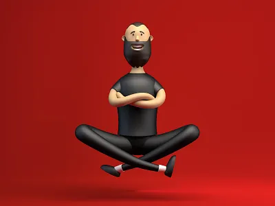 Yoga flyght 3d art cartoon character design fly illustraion yoga