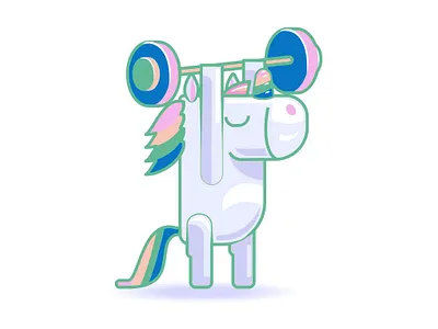 Unicorns like sports animals sport unicorn vector illustration weightlifting