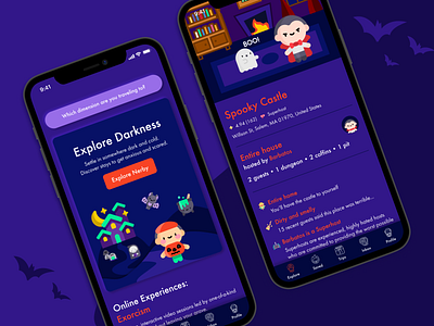 Scarebnb app design bed and breakfast halloween halloween design product design spooky ui user experience user interface design ux vector