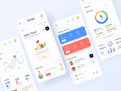 Kenga // Mobile App 🐥 app app design application dashboard design fintech fitness mobile mobile app mobile design mobile ui saas app smartcoach sport workout