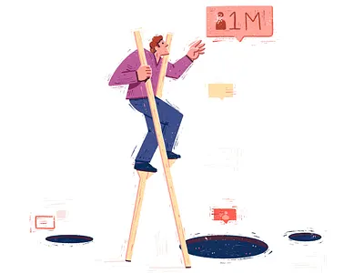 Social Media trap conceptual digital digital illustration flat illustration limited color texture