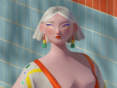 Dahlia 3d 3d artist 3d character 3d character modeling 3d sculpting art direction c4d cgi character design cinema4d design digital art illustration marvelous designer maxon redshift render set substance painter zbrush